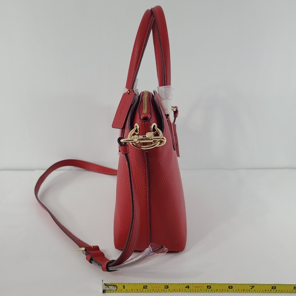 Coach Pebbled Leather Remi Satchel Crossbody NWT Electric Red Goldtone Handbag - Picture 4 of 14